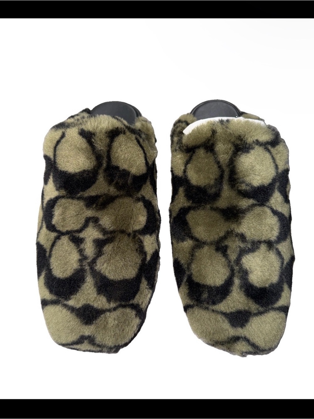 Coach Women’s Signature Shearling Slippers Size 9 in Olive - Picture 2 of 7
